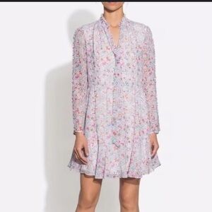 Shoshanna Avila Floral 100% Ruffle Silk Cocktail Mini Dress Size 10